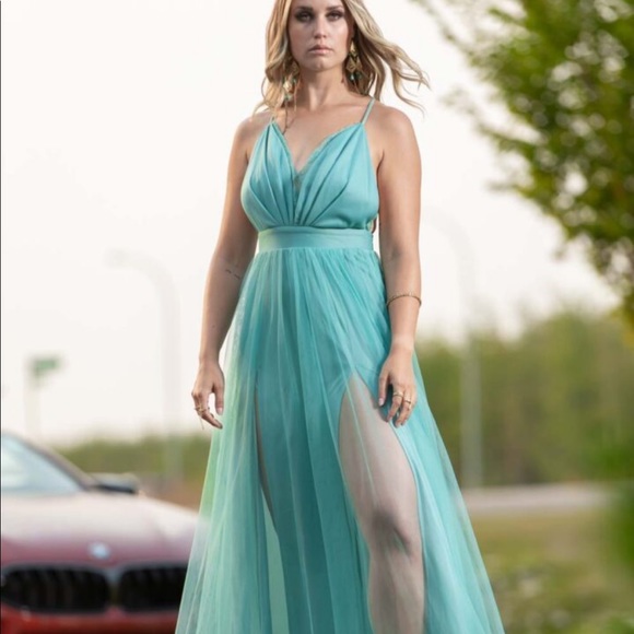 Mint Green Tulle Dress - Picture 4 of 5